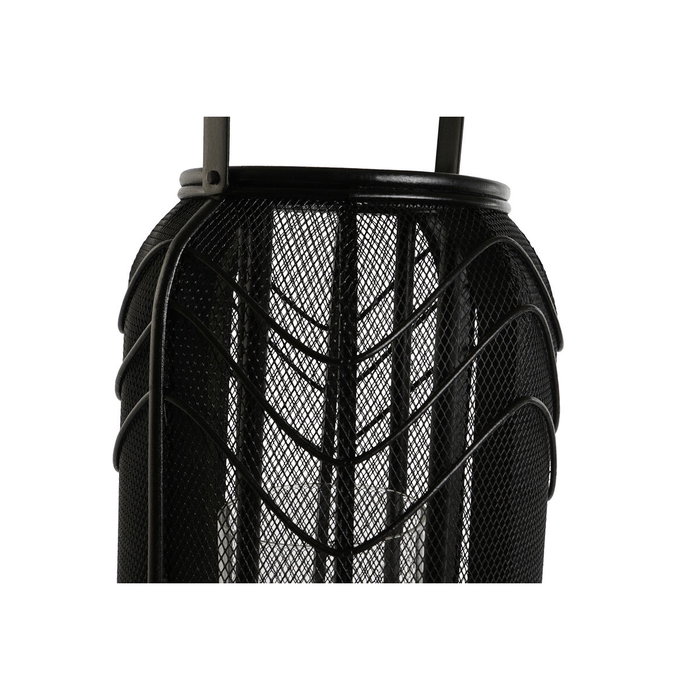 DKD Home Decor Portavelas Metal y Ratán Negro
