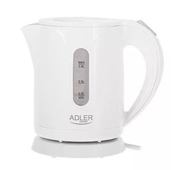 ADLER Hervidor de Agua Eléctrico 0.8L 850W, Blanco, Para Cocina