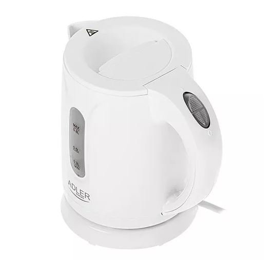 ADLER Hervidor de Agua Eléctrico 0.8L 850W, Blanco, Para Cocina