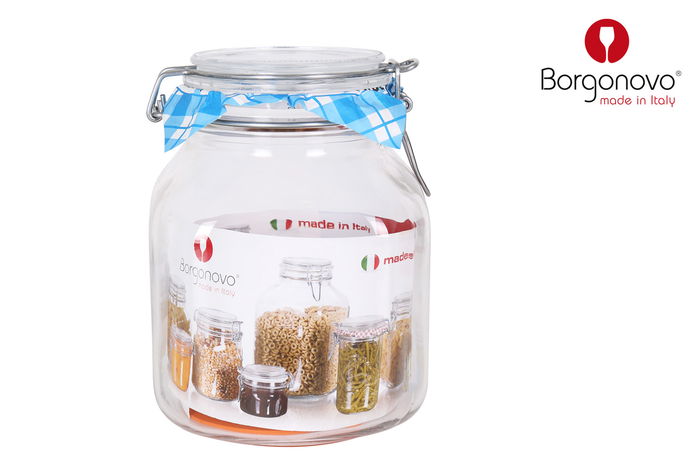 Borgonovo Tarro Hermetico Primizie 2000cc Transparente 13x13x17.5 cm (6 Unidades)