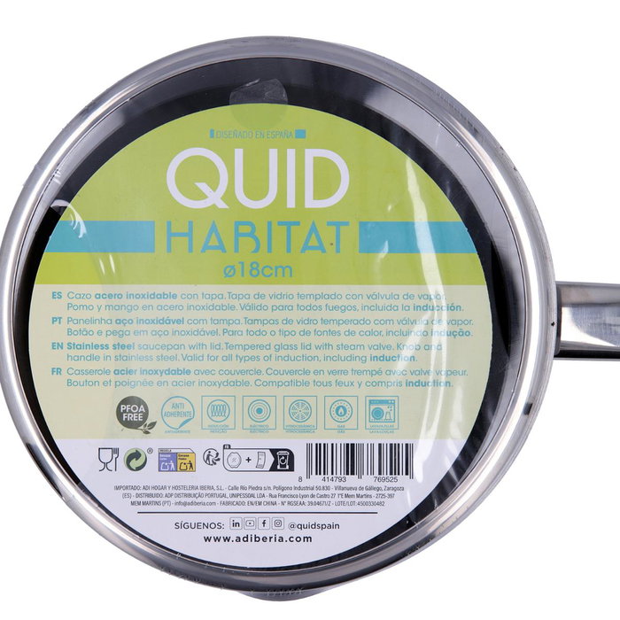 Quid Cazo con tapa Habitat QD de 18 cm en acero