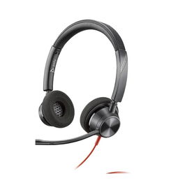 Poly Auriculares para llamadas Blackwire 3320 USB-C con adaptador, estéreo en oreja, cancelación de ruido, certificado para Microsoft Teams y UC, negro