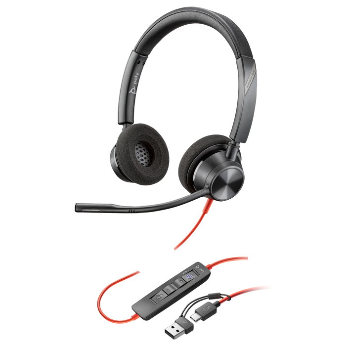 Poly Blackwire 3320 Certificados para Microsoft Teams USB-C con adaptador USB-A/C Negro Poly Blackwire 3320 Certificados para Microsoft Teams USB-C con adaptador USB-A/C Negro