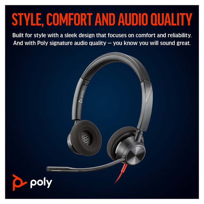 Poly Blackwire 3320 Certificados para Microsoft Teams USB-C con adaptador USB-A/C Negro Poly Blackwire 3320 Certificados para Microsoft Teams USB-C con adaptador USB-A/C Negro