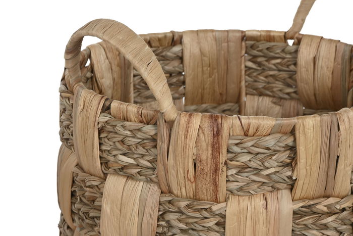 DKD Home Decor Cesta Balines Set de 4 Jacintos de Agua y Metal Natural 44 x 44 x 48 cm