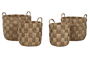 DKD Home Decor Cesta Balines Set de 4 Jacintos de Agua y Metal Natural 44 x 44 x 48 cm