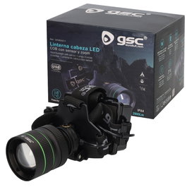 GSC Evolution Linterna LED de cabeza con zoom recargable USB 60W + 1,2W