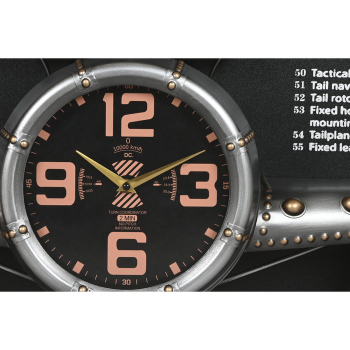DKD Home Decor Set de 3 Relojes de Pared de Metal Diseño Avión Plateado