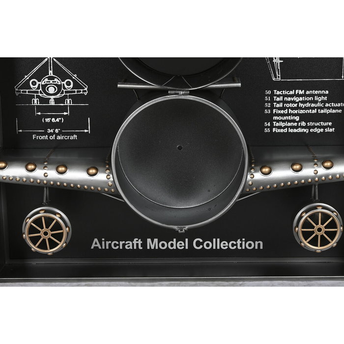 DKD Home Decor Set de 3 Relojes de Pared de Metal Diseño Avión Plateado