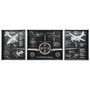 DKD Home Decor Set de 3 Relojes de Pared de Metal Diseño Avión Plateado
