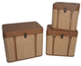 DKD Home Decor Set de 3 Baúles en PU y Bambú Marrón