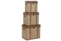 DKD Home Decor Set de 3 Baúles en PU y Bambú Marrón
