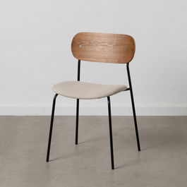 Silla Marrón-Crema Tejido-Metal Salón 49 X 53 X 80 cm