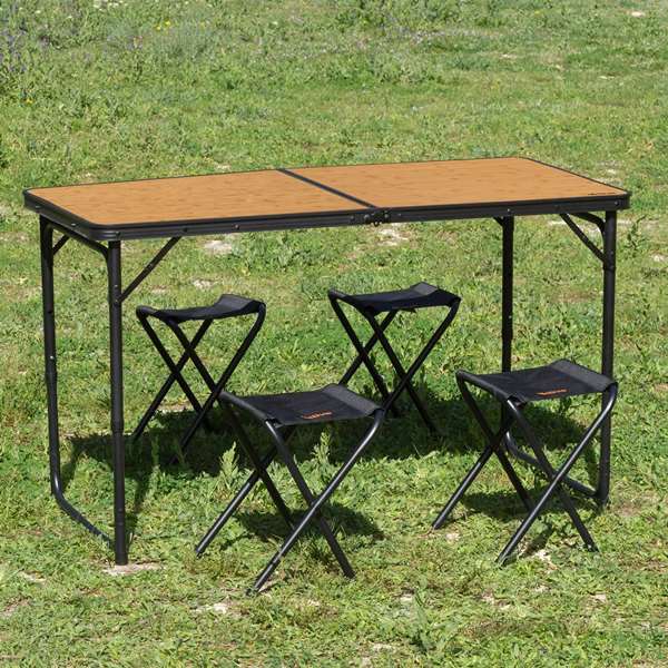 Color Baby Aktive-Set Mesa Camping Bambu 120X60Xh60/70Cm con 4 Taburetes Color Baby Aktive-Set Mesa Camping Bambu 120X60Xh60/70Cm con 4 Taburetes
