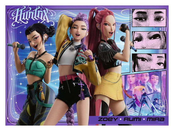 Ravensburger Puzzle KPop Demon Hunters Happy fans, happy Honmoon! 100 Piezas XXL