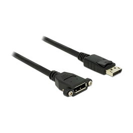 DeLOCK Cable DisplayPort 1.2 1m 3840x2160 4K UHD M a F - Conectores Macho y Hembra, Negro