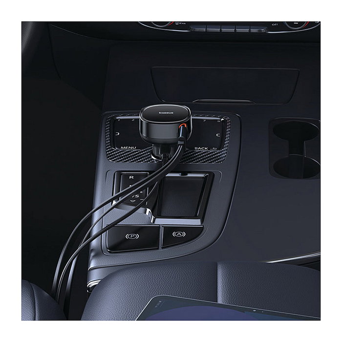 Baseus Enjoyment Pro Cargador de Coche 60W con Cable USB-C Retráctil Negro Baseus Enjoyment Pro Cargador de Coche 60W con Cable USB-C Retráctil Negro