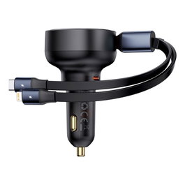 Baseus Enjoyment Pro Cargador de Coche 60W con Cable USB-C Retráctil Negro