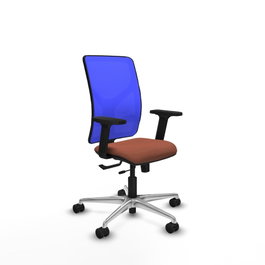 PIQUERAS Y CRESPO Silla de oficina Motilla con mecanismo Sincro/Traslack, tela marrón y malla azul