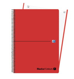 OXFORD Bloc Black N´Colors EU.Book 1 A4+ Cuadriculado 5x5 Rojo/Negro (Set de 25)