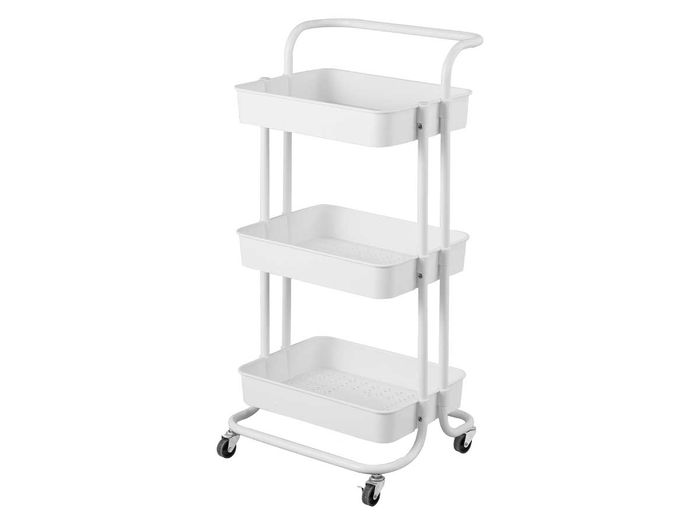 Kinvara Carro Organizador Blanco 3 Pisos Plástico y Metal 43x32x16.5cm Capacidad 15kg Kinvara Carro Organizador Blanco 3 Pisos Plástico y Metal 43x32x16.5cm Capacidad 15kg