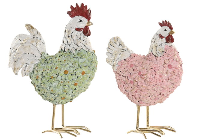 DKD Home Decor Figura de Resina Surtido de 2 Piezas Rosa y Verde DKD Home Decor Figura de Resina Surtido de 2 Piezas Rosa y Verde