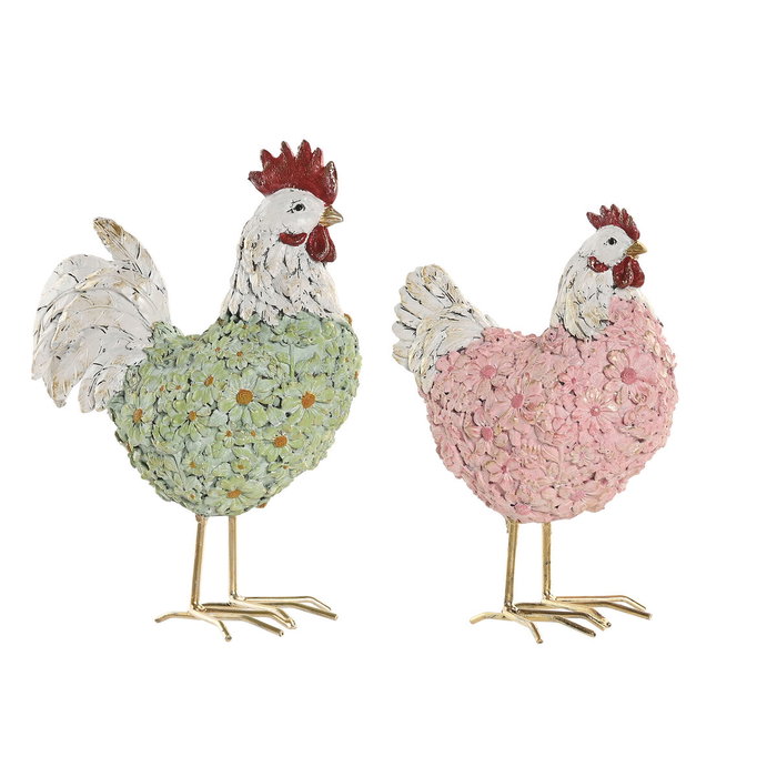 DKD Home Decor Figura de Resina Surtido de 2 Piezas Rosa y Verde DKD Home Decor Figura de Resina Surtido de 2 Piezas Rosa y Verde
