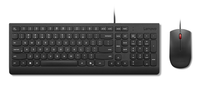 Lenovo ES 172 Combo Teclado y Mouse Wired USB Español con Tecla Copilot, Teclado Numérico y Diseño Anti-derrames - Negro