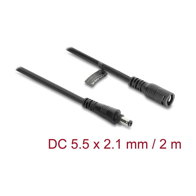 DeLOCK Cable de extensión DC 5,5 x 2,1 mm con bloqueo de bayoneta, 2 m, negro DeLOCK Cable de extensión DC 5,5 x 2,1 mm con bloqueo de bayoneta, 2 m, negro