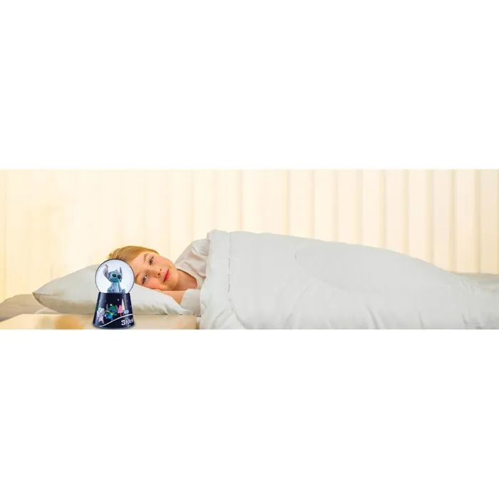 Lexibook LEX3380743115559 Altavoz Bluetooth Disney Stitch, Globo de Nieve Decorativo, Recargable USB-C, Azul