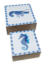 DKD Home Decor Set de 2 Cajas de Mango con Diseño de Langosta y Acabado Lacado Blanco