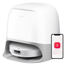 Roborock Qrevo Curv X - Robot Aspirador y Fregador Automático con Base de Autovaciado, LiDAR, 22000 Pa, Control por Voz, Blanco, 79.8 mm de Altura