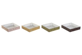 DKD Home Decor Set de 4 Servilleteros MDF y Metal Spices 2023