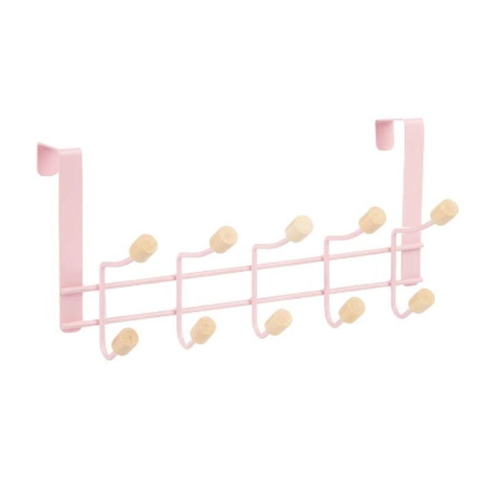 Perchero para Puertas Berilo Rosa Madera Metal 35 x 17 x 15 cm (6 Unidades)