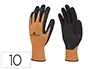 Deltaplus Guantes de poliéster con palma y dedos impregnados de látex, Naranja Fluor/Negro, Talla 10