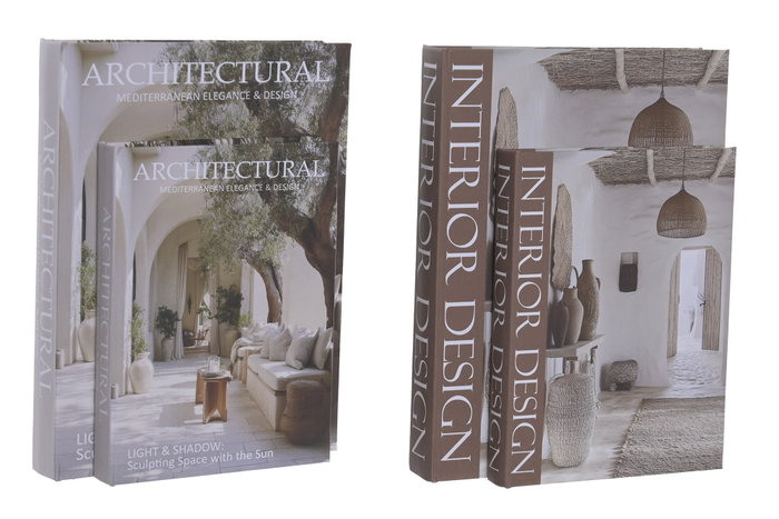 DKD Home Decor Set de 2 Cajas para Libros Arquitectur Beige DKD Home Decor Set de 2 Cajas para Libros Arquitectur Beige
