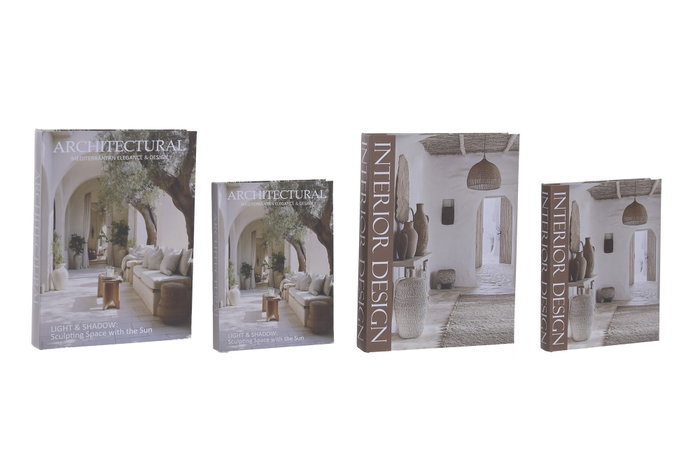 DKD Home Decor Set de 2 Cajas para Libros Arquitectur Beige DKD Home Decor Set de 2 Cajas para Libros Arquitectur Beige