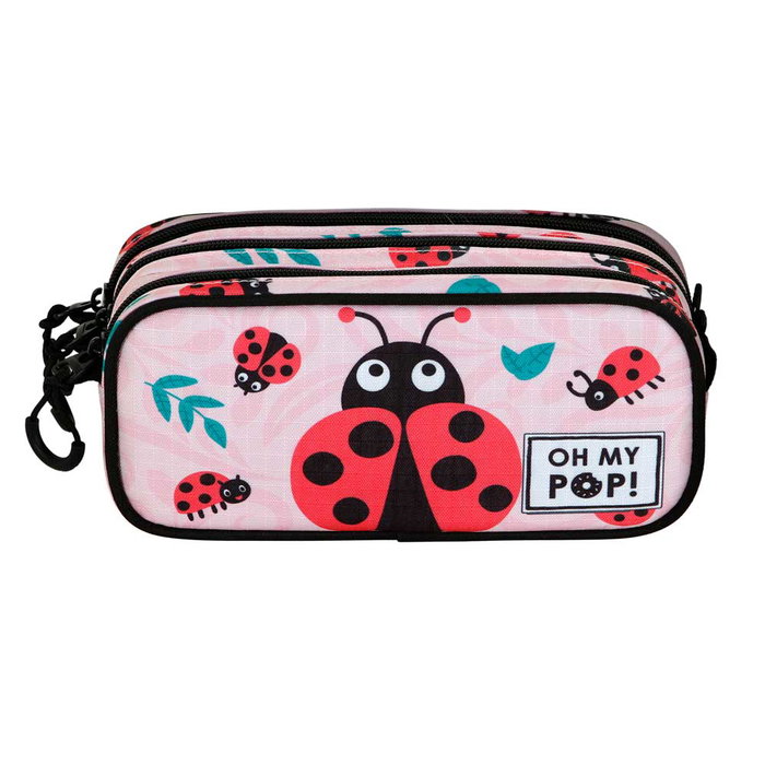 Oh My Pop Estuche Portatodo FAN 2.2 Ladybug Oh My Pop Rosa Escolar 3 Compartimentos Ripstop 2.50L 23x11cm