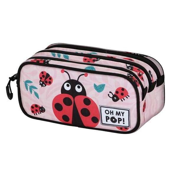 Oh My Pop Estuche Portatodo FAN 2.2 Ladybug Oh My Pop Rosa Escolar 3 Compartimentos Ripstop 2.50L 23x11cm