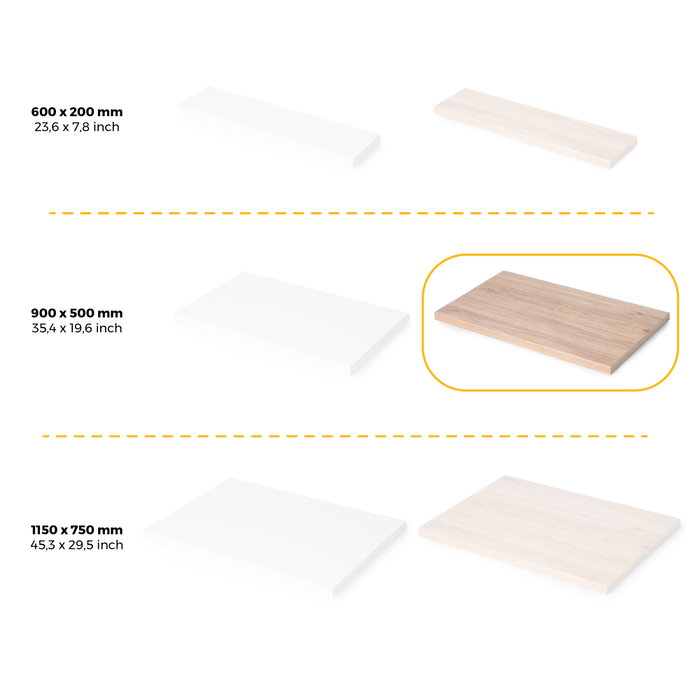Emuca Tablero para mesa, 900x500mm, espesor 30mm, Madera, Efecto roble Emuca Tablero para mesa, 900x500mm, espesor 30mm, Madera, Efecto roble