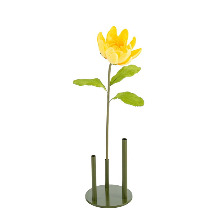 Flor Loto Amarillo Artificial Decoración 32 X 32 X 100 cm (Set de 2)