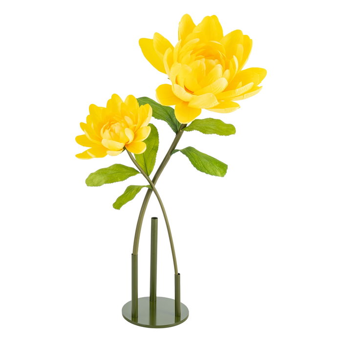 Flor Loto Amarillo Artificial Decoración 32 X 32 X 100 cm (Set de 2)