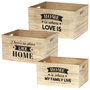 Home Deco Factory Juego de 3 Cajas Madera "Home" Medidas: 40x30x22cm, 37x27x20cm, 34x24x18cm