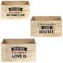 Home Deco Factory Juego de 3 Cajas Madera "Home" Medidas: 40x30x22cm, 37x27x20cm, 34x24x18cm