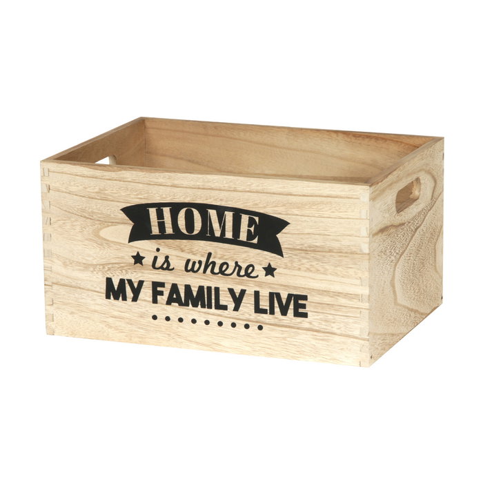Home Deco Factory Juego de 3 Cajas Madera "Home" Medidas: 40x30x22cm, 37x27x20cm, 34x24x18cm