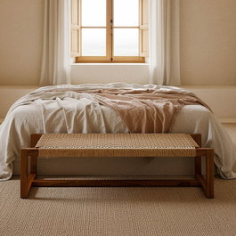 Ixia Banqueta Natural de Madera de Teca para Salón