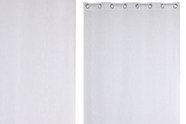 DKD Home Decor Cortina de Poliéster Blanca con 8 Anillas 140x260 cm