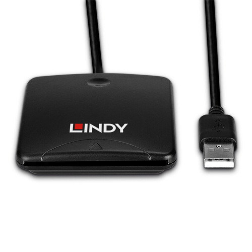 LINDY 43407 Lector de Tarjetas Magnéticas USB 2.0 (480 MB/s) con Cable de 1.2 m, Color Negro