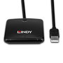 LINDY 43407 Lector de Tarjetas Magnéticas USB 2.0 (480 MB/s) con Cable de 1.2 m, Color Negro