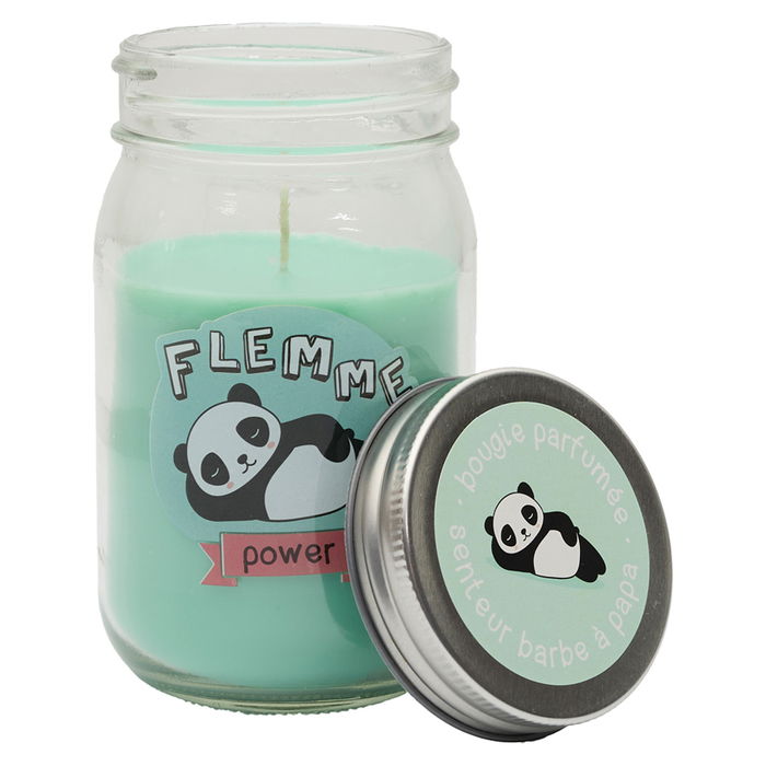 The Concept Factory Tarro Vela Perfumada Kawaii Colección Gato Panda Malvavisco Duración 41h Cera Parafina 260g Vidrio